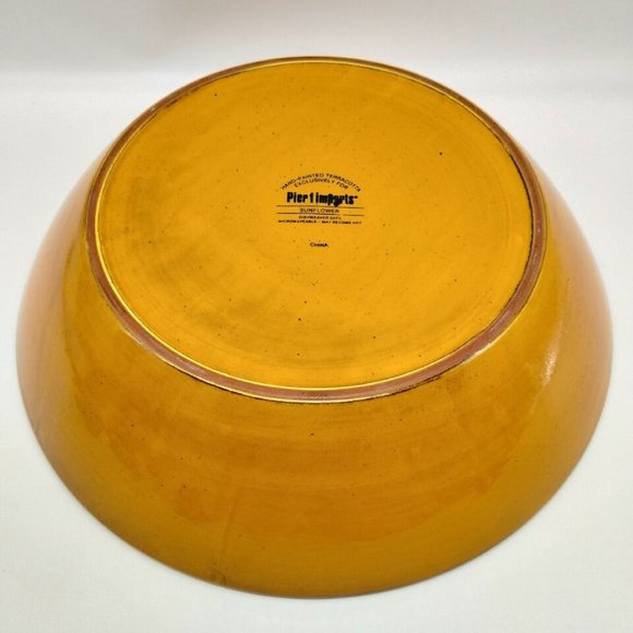 Pier 1 Imports Sunflower Large Serving Bowl Hand-Painted TerraCotta 11 5/8" - Picture 4 of 8